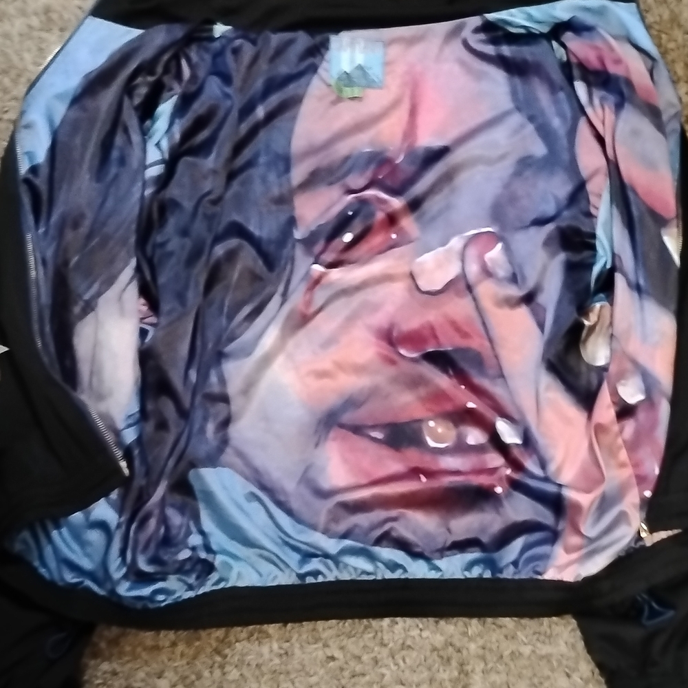 Santiago By Russ Albim cover Black Bomber Jacket with Artistic Lining